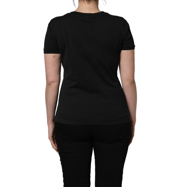 Dolce & Gabbana T-Shirts - Black Cotton Short-Sleeve Crew Neck T-shirt