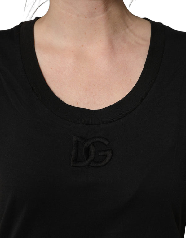 Dolce & Gabbana T-Shirts - Black Cotton Short-Sleeve Crew Neck T-shirt