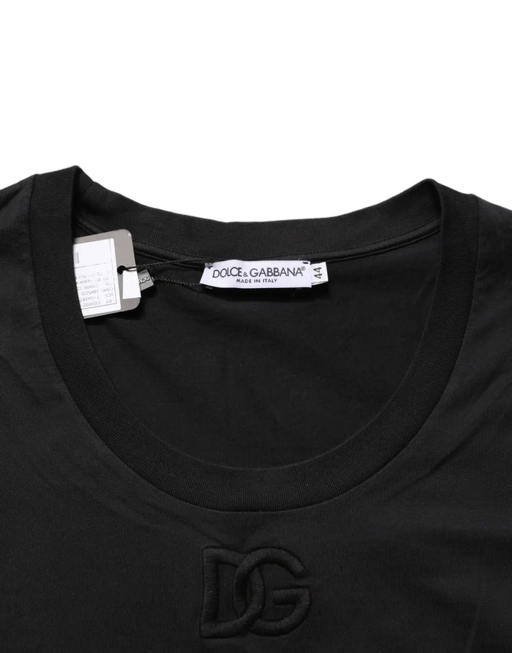Dolce &amp; Gabbana Black Cotton Short-Sleeve Crew Neck T-shirt