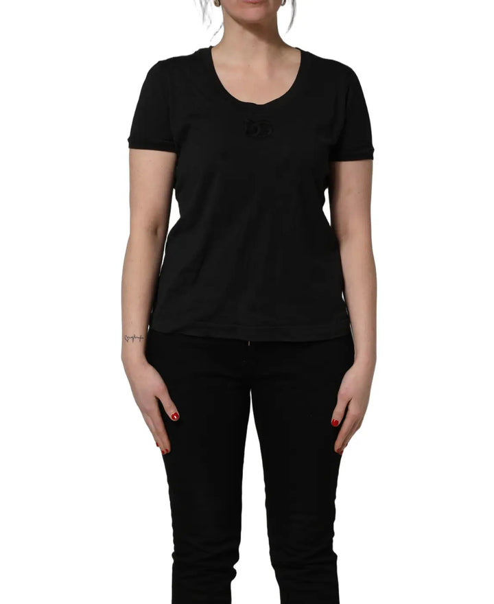 Dolce &amp; Gabbana Black Cotton Short-Sleeve Crew Neck T-shirt