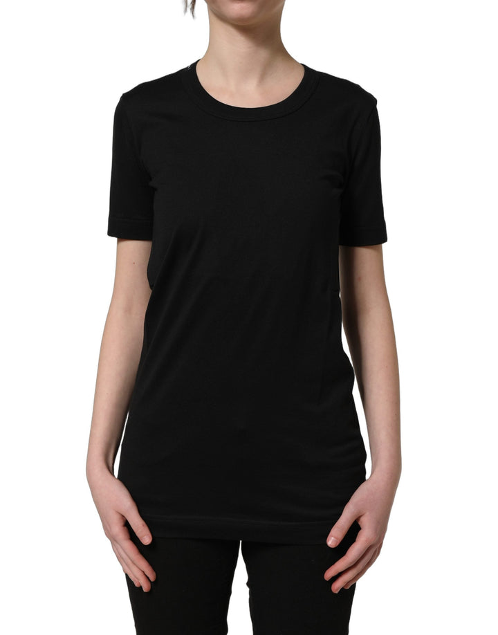 Dolce &amp; Gabbana - Black Cotton Short Sleeves Crew Neck T-shirt