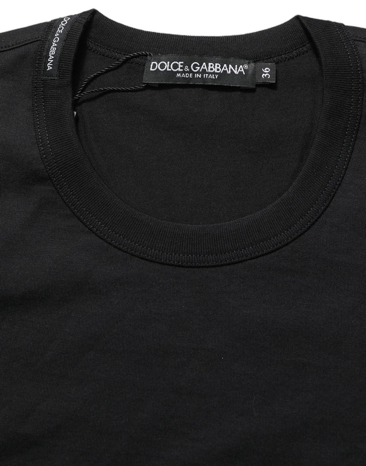 Dolce &amp; Gabbana - Black Cotton Short Sleeves Crew Neck T-shirt