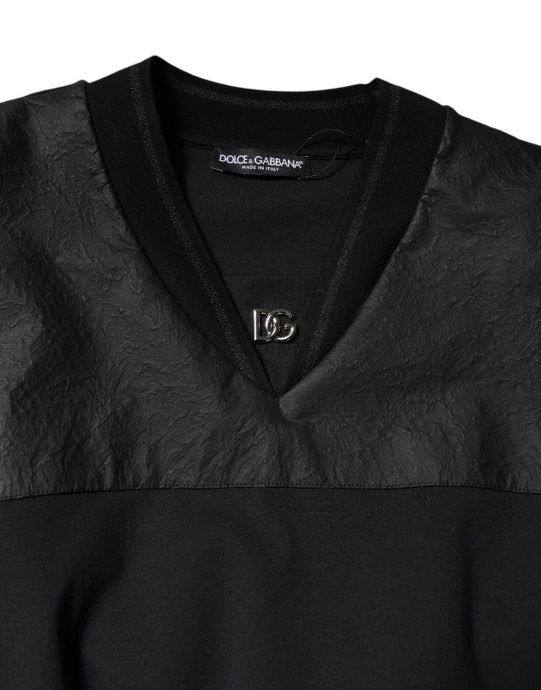 Dolce &amp; Gabbana - Black Cotton Short Sleeves V-neck T-shirt