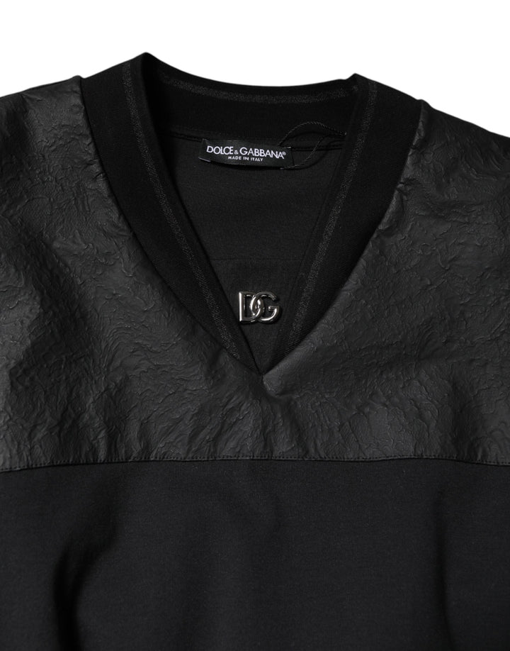 Dolce &amp; Gabbana - Black Cotton Short Sleeves V-neck T-shirt