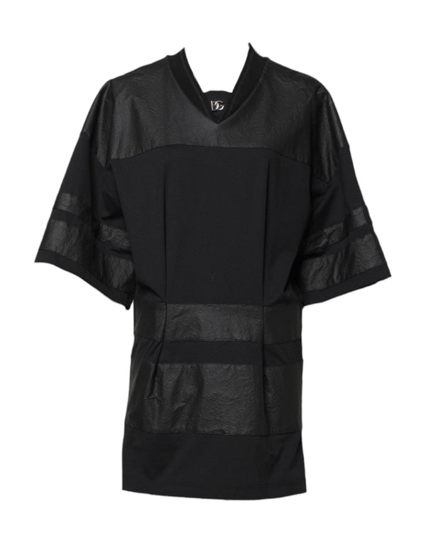 Dolce & Gabbana - Black Cotton Short Sleeves V-neck T-shirt