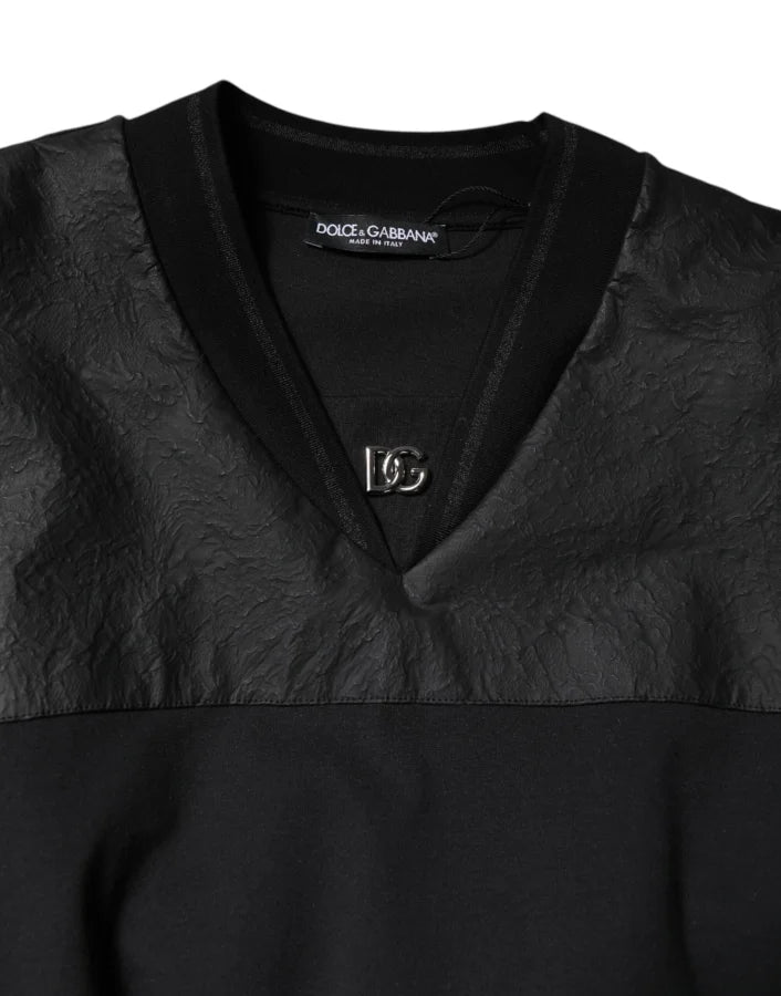 Dolce &amp; Gabbana Black Cotton Short Sleeves V-neck T-shirt