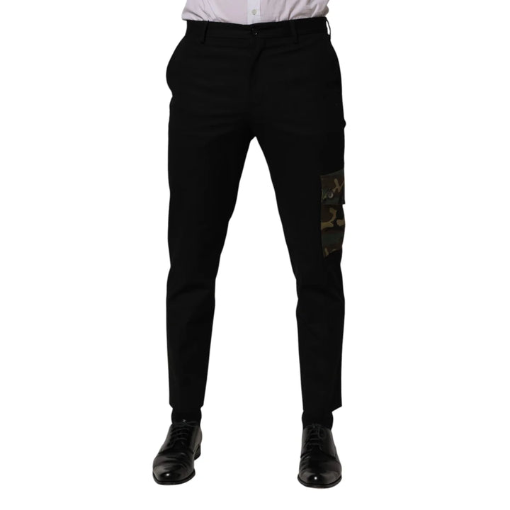 Dolce &amp; Gabbana Black Cotton Skinny Dress Cargo Trouser Pants