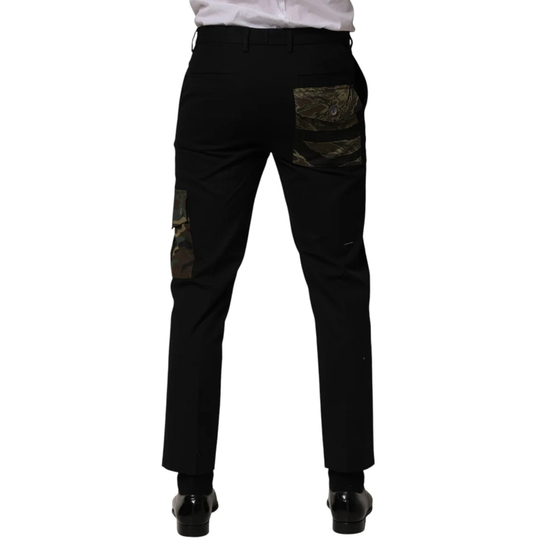 Dolce &amp; Gabbana Black Cotton Skinny Dress Cargo Trouser Pants