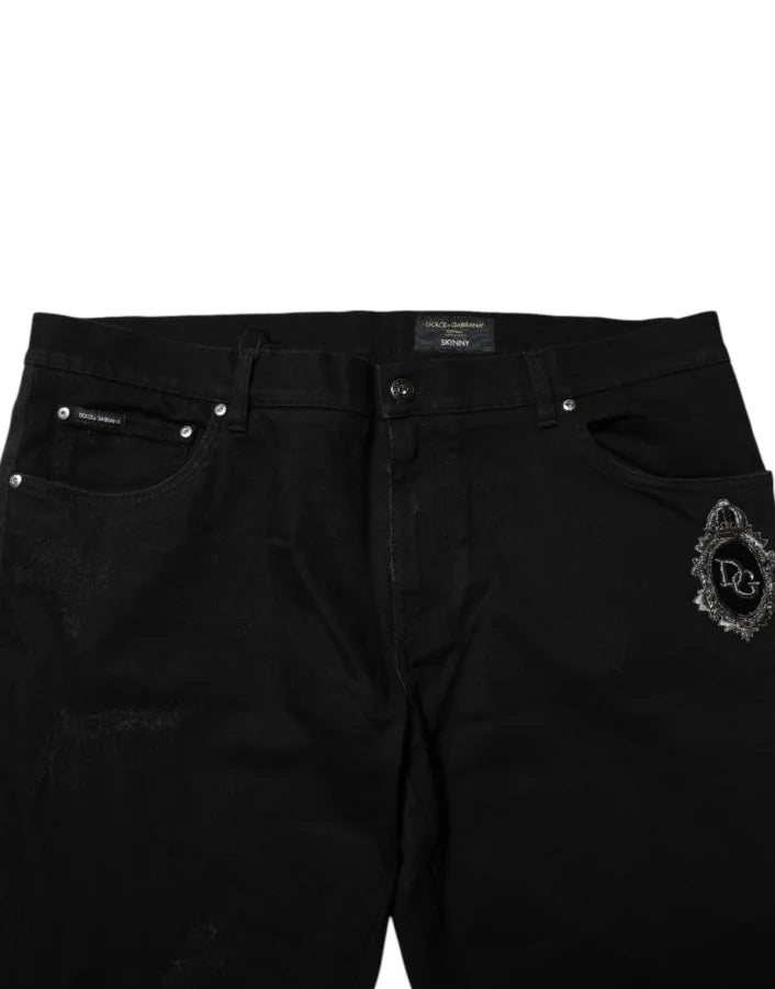 Dolce &amp; Gabbana Black Cotton Skinny Men Denim Jeans