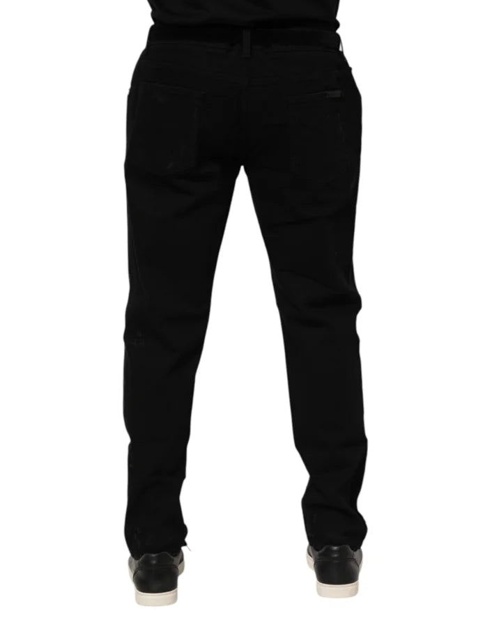 Dolce &amp; Gabbana Black Cotton Skinny Men Denim Jeans