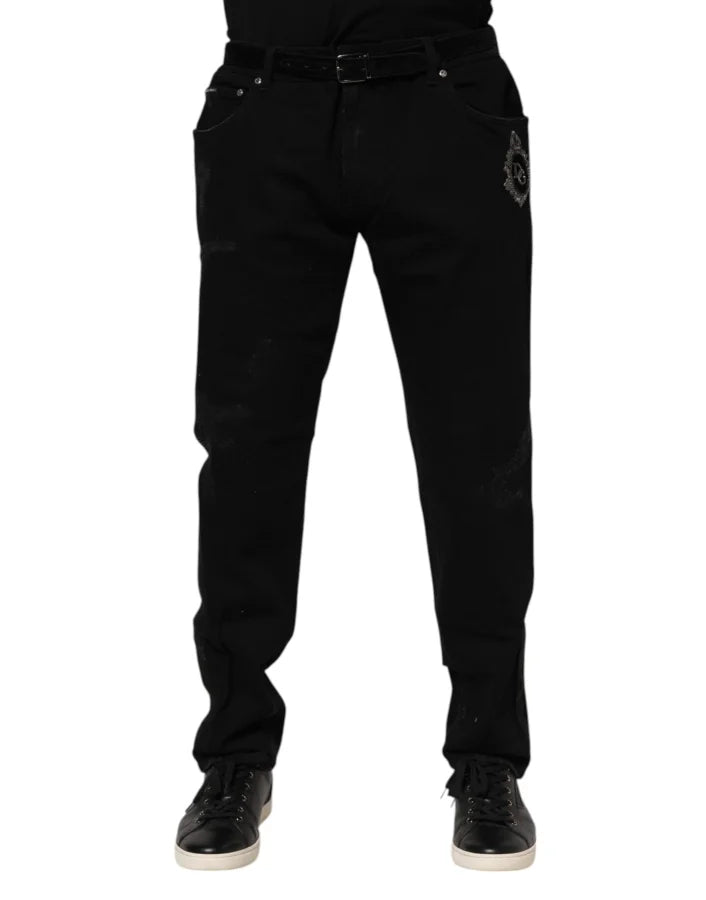 Dolce &amp; Gabbana Black Cotton Skinny Men Denim Jeans