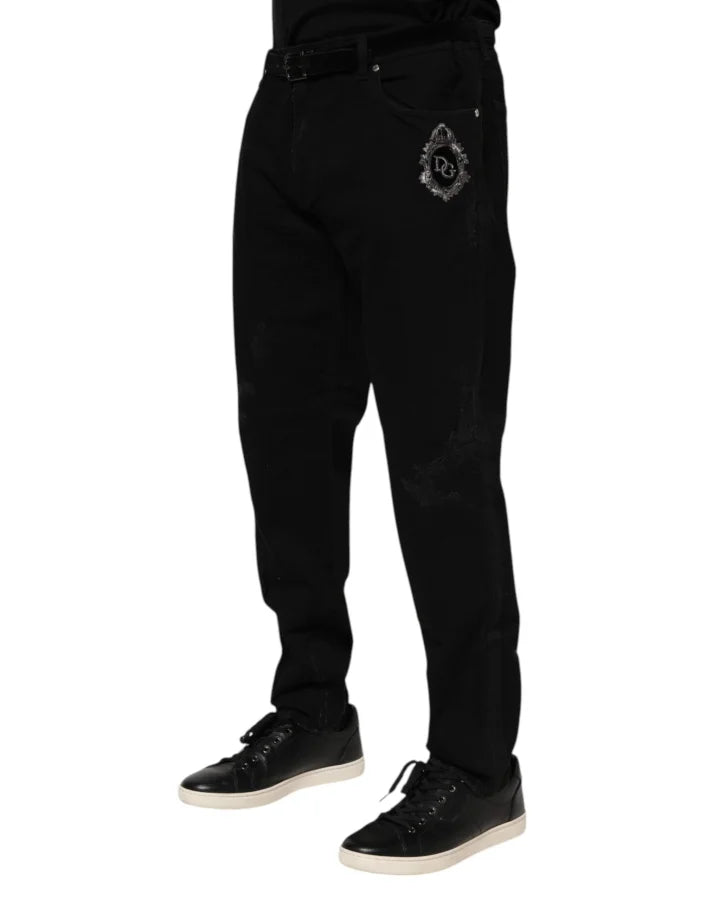 Dolce &amp; Gabbana Black Cotton Skinny Men Denim Jeans