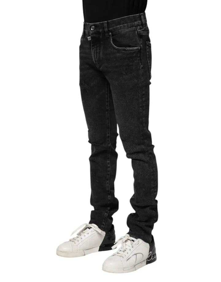 Dolce &amp; Gabbana Black Cotton Skinny Men Denim Jeans