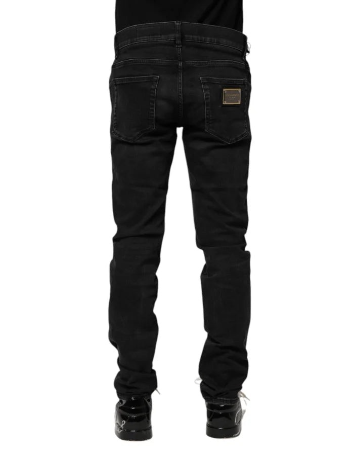 Dolce &amp; Gabbana Black Cotton Skinny Men Denim Jeans