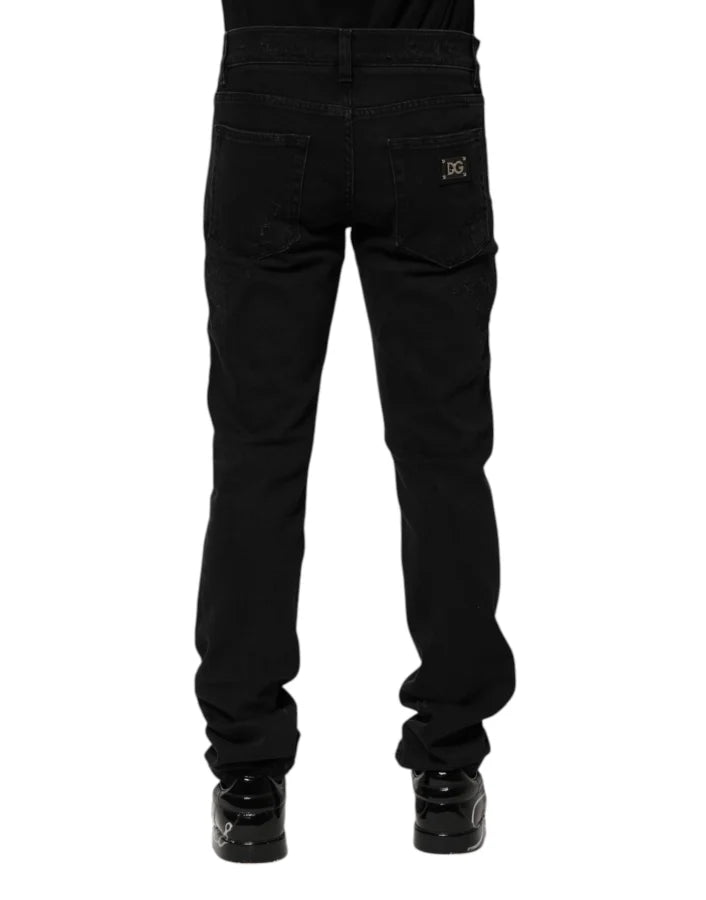Dolce &amp; Gabbana Black Cotton Skinny Men Denim Jeans