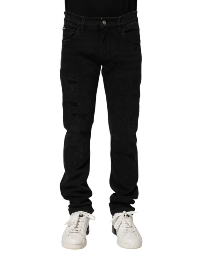 Dolce &amp; Gabbana Black Cotton Skinny Men Denim Jeans