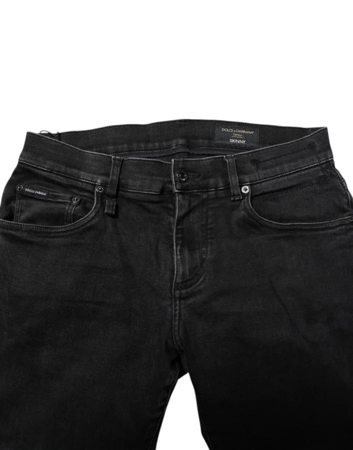 Dolce &amp; Gabbana Black Cotton Skinny Men Denim Jeans