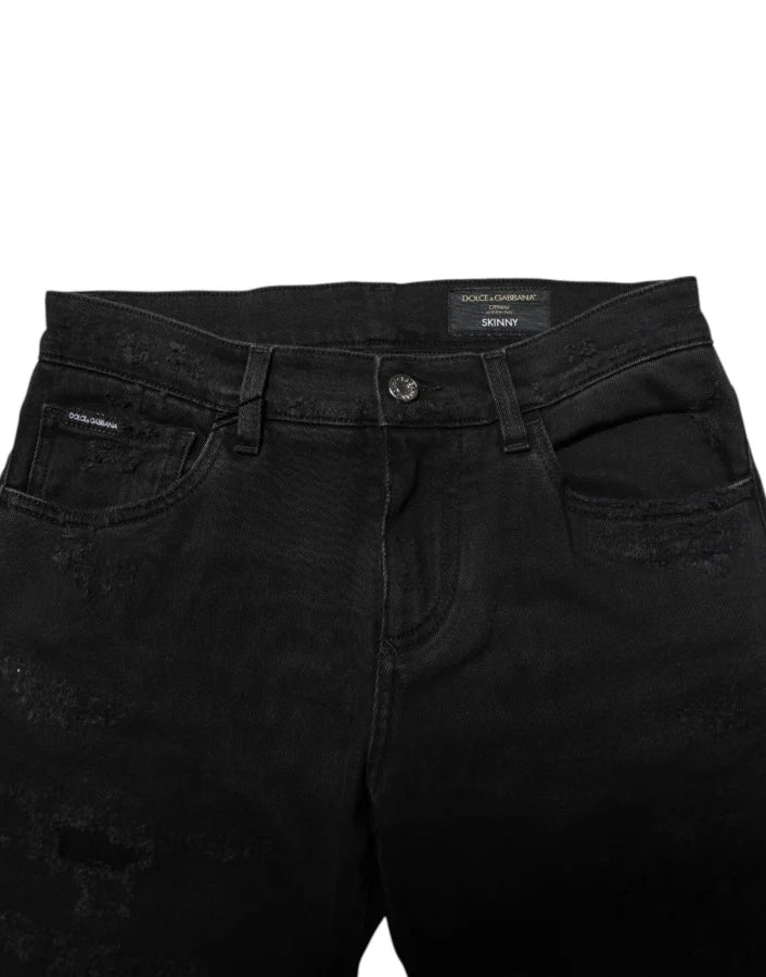 Dolce &amp; Gabbana Black Cotton Skinny Men Denim Jeans