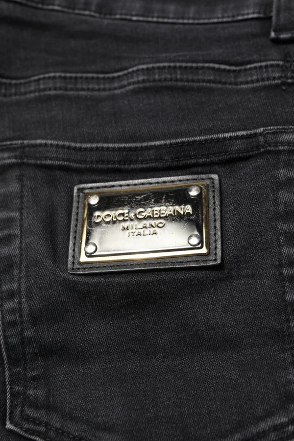 Dolce &amp; Gabbana Black Cotton Skinny Men Denim Jeans