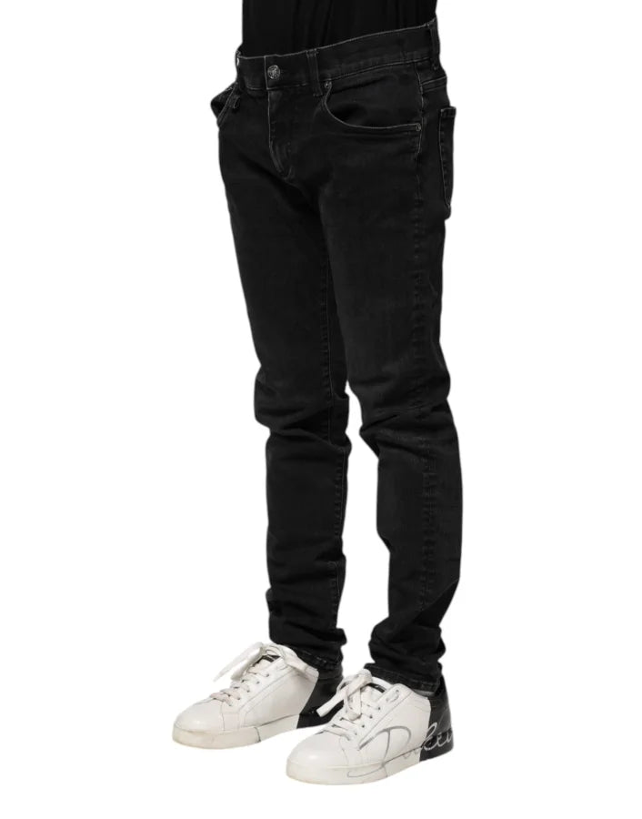 Dolce &amp; Gabbana Black Cotton Skinny Men Denim Jeans