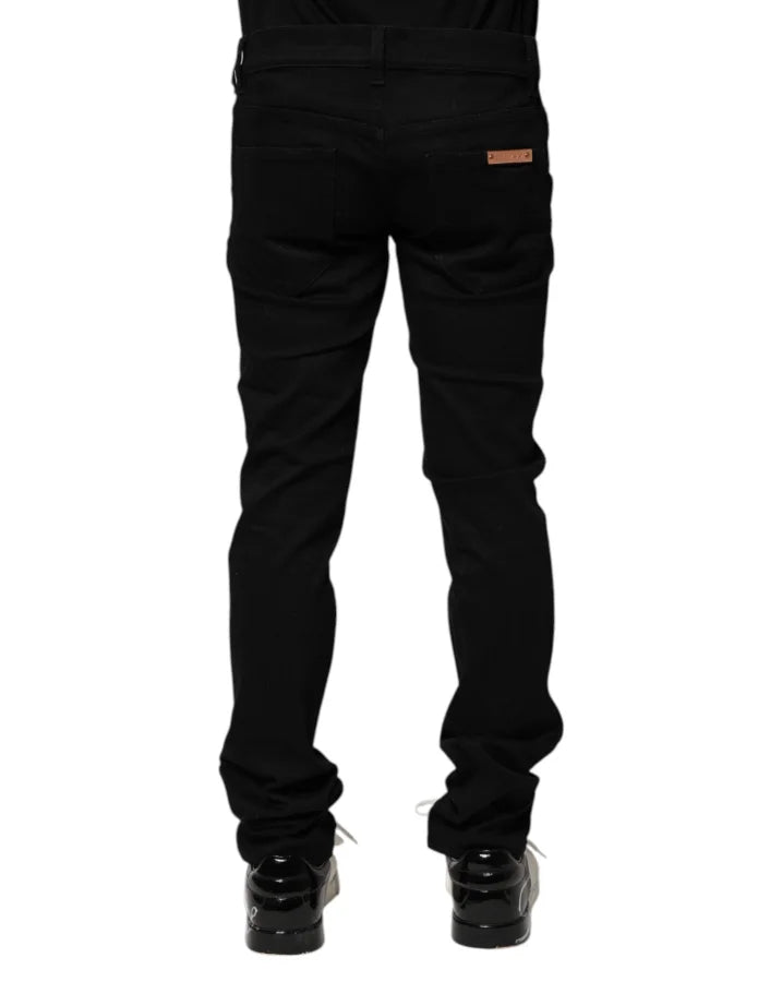 Dolce &amp; Gabbana Black Cotton Skinny Men Denim Jeans