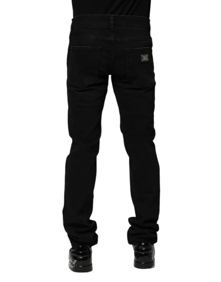 Dolce &amp; Gabbana Black Cotton Skinny Men Denim Jeans