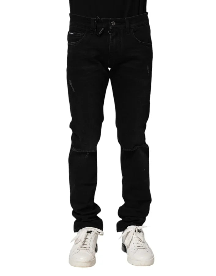 Dolce &amp; Gabbana Black Cotton Skinny Men Denim Jeans