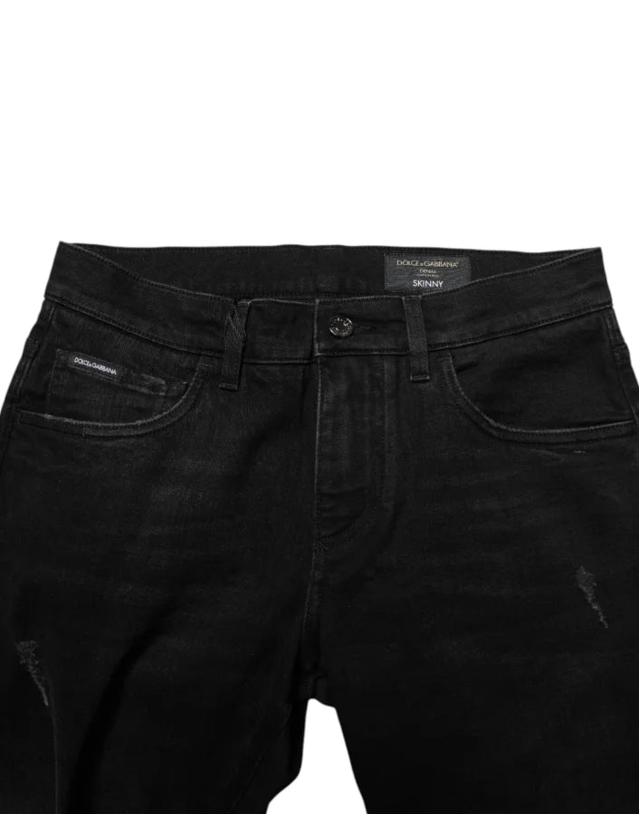 Dolce &amp; Gabbana Black Cotton Skinny Men Denim Jeans
