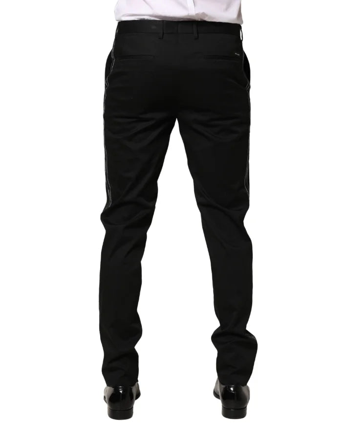 Dolce &amp; Gabbana Black Cotton Skinny Men Dress Trouser Pants