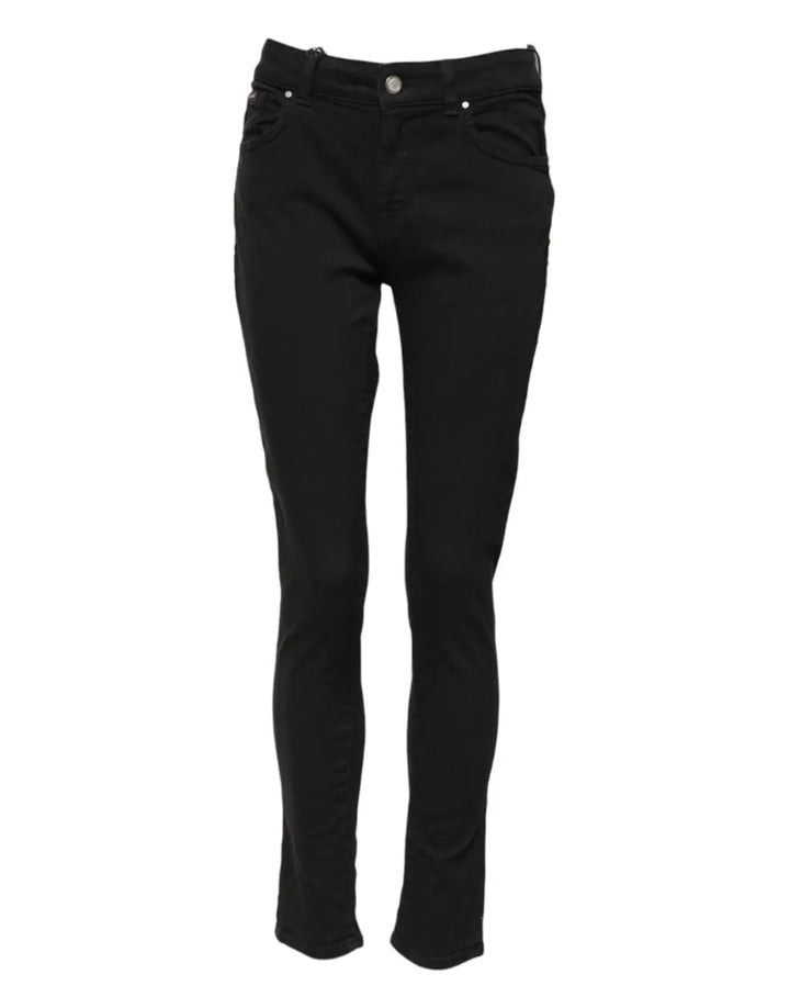 Dolce &amp; Gabbana Black Cotton Skinny Mid Waist Denim Jeans