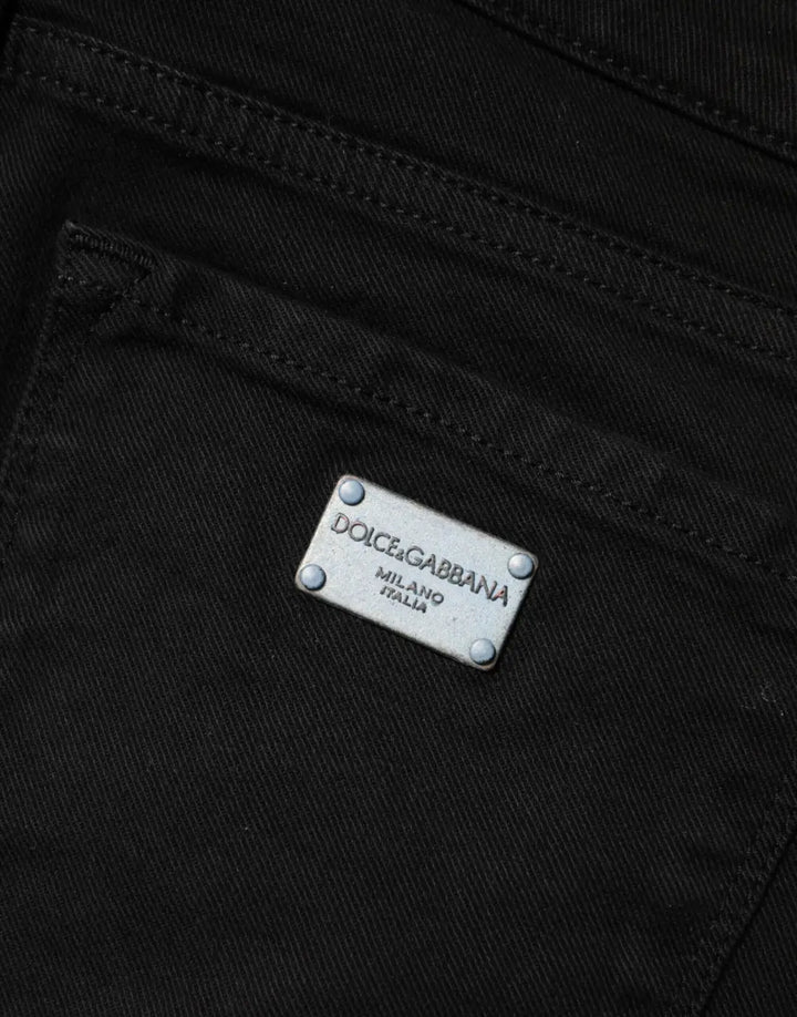 Dolce &amp; Gabbana Black Cotton Skinny Mid Waist Denim Jeans