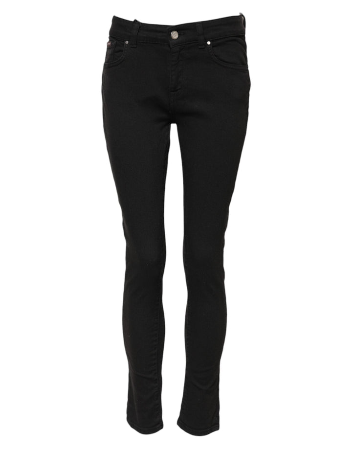 Dolce &amp; Gabbana Black Cotton Skinny Mid Waist Denim Jeans