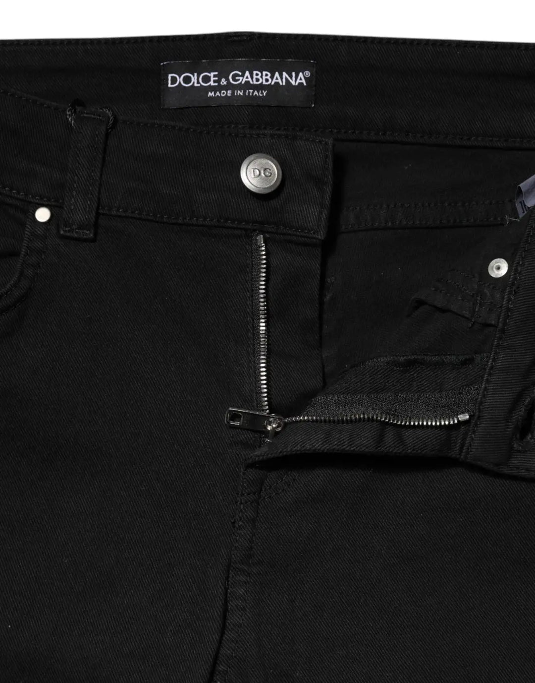 Dolce &amp; Gabbana Black Cotton Skinny Mid Waist Denim Jeans