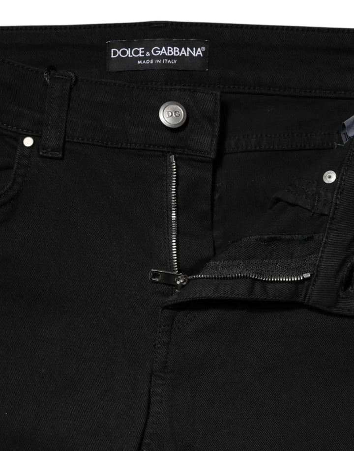 Dolce &amp; Gabbana Black Cotton Skinny Mid Waist Denim Jeans