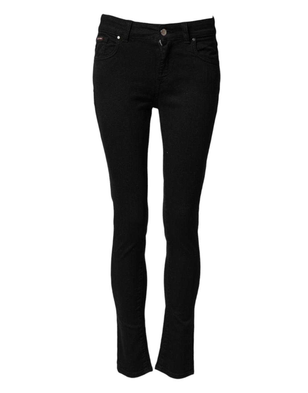 Dolce &amp; Gabbana Black Cotton Skinny Mid Waist Denim Jeans