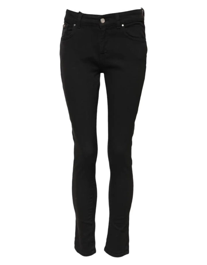 Dolce &amp; Gabbana Black Cotton Skinny Mid Waist Denim Jeans