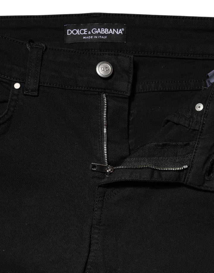 Dolce &amp; Gabbana Black Cotton Skinny Mid Waist Denim Jeans