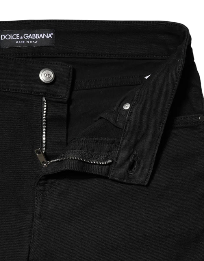 Dolce & Gabbana Black Cotton Skinny Mid Waist Denim Jeans