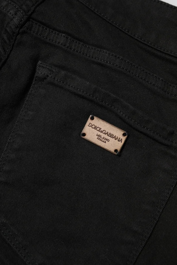 Dolce &amp; Gabbana Black Cotton Skinny Mid Waist Denim Jeans