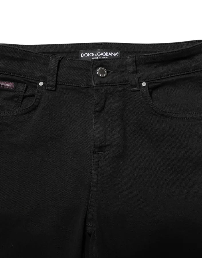 Dolce &amp; Gabbana Black Cotton Skinny Mid Waist Denim Jeans