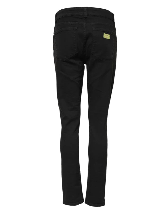 Dolce &amp; Gabbana Black Cotton Skinny Mid Waist Denim Jeans