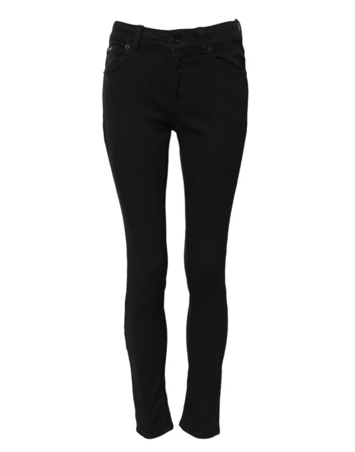 Dolce &amp; Gabbana Black Cotton Skinny Mid Waist Denim Jeans