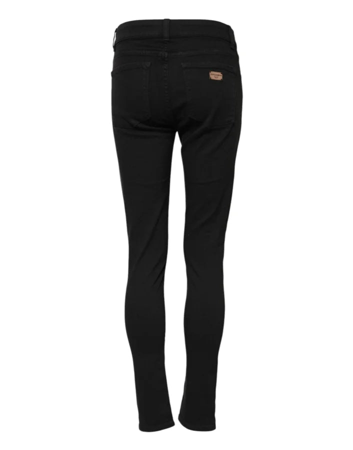 Dolce & Gabbana Black Cotton Skinny Mid Waist Denim Jeans