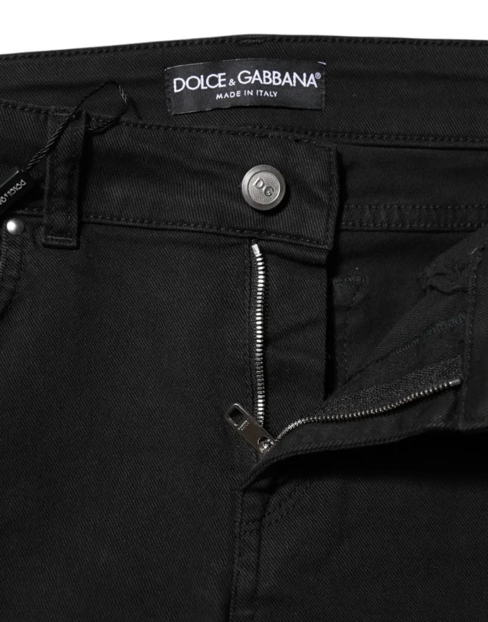 Dolce & Gabbana Black Cotton Skinny Mid Waist Denim Jeans