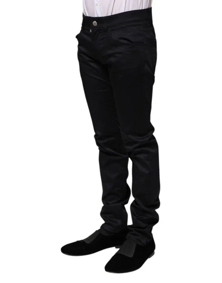 Dolce &amp; Gabbana Black Cotton Skinny Mid Waist Pants