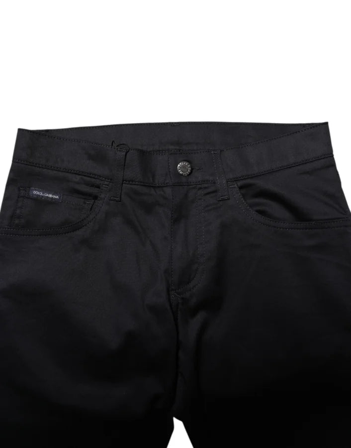 Dolce &amp; Gabbana Black Cotton Skinny Mid Waist Pants