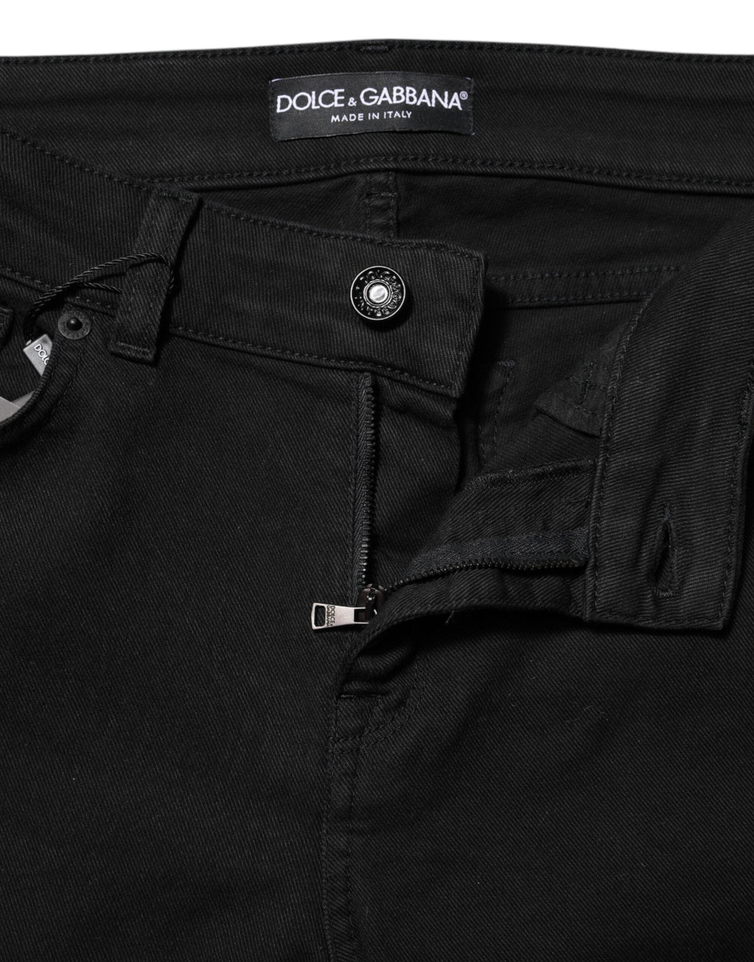 Dolce &amp; Gabbana Black Cotton Skinny Mid Waisted Denim Jeans