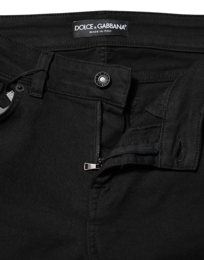 Dolce &amp; Gabbana Black Cotton Skinny Mid Waisted Denim Jeans