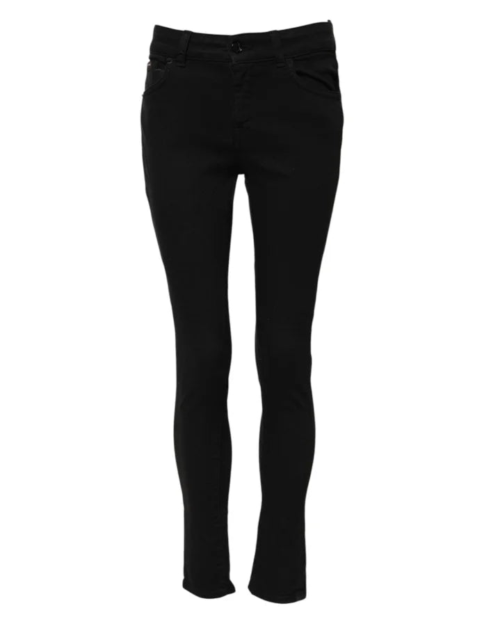 Dolce &amp; Gabbana Black Cotton Skinny Mid Waisted Denim Jeans