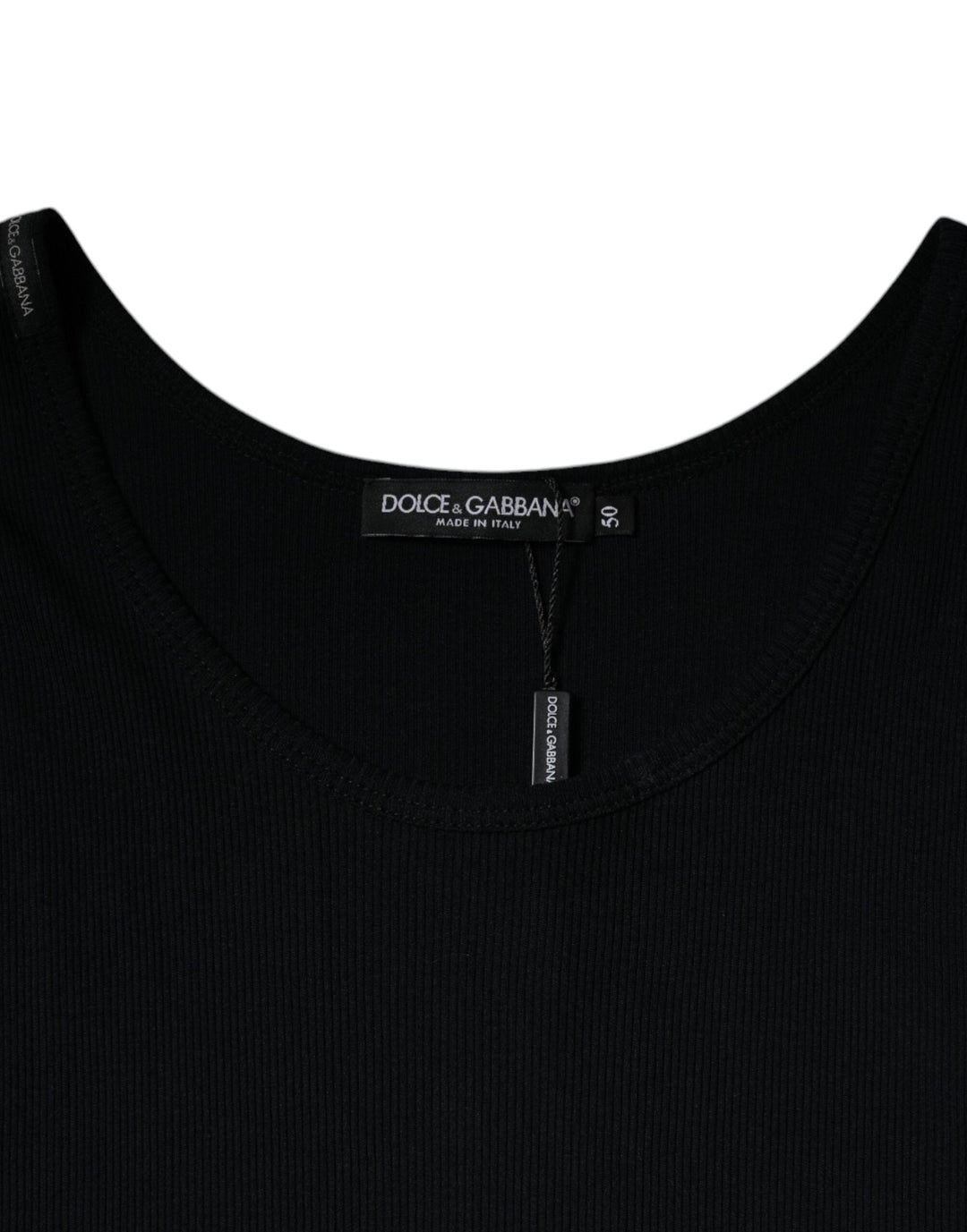 Dolce &amp; Gabbana Black Cotton Sleeveless Round Neck Tank T-shirt